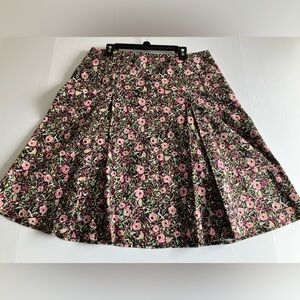 Christopher & Banks Womens A-Line Skirt, Size 8P, Floral, Pink, Green, Tan.